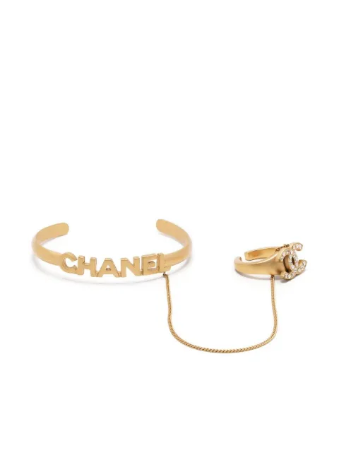 CHANEL Pre-Owned 2001 CC rhinestone-embellished ring bangle bracelet