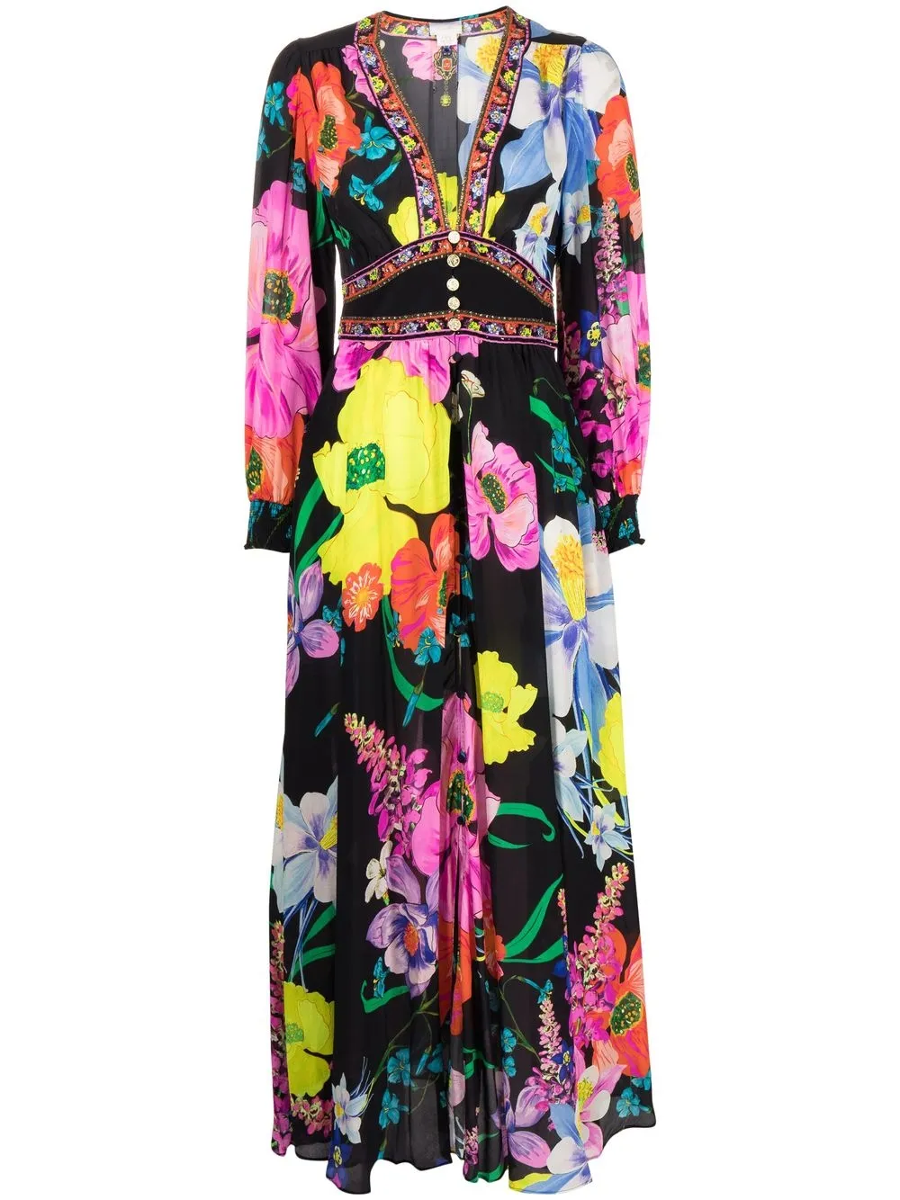 Camilla long-sleeve maxi dress - Black
