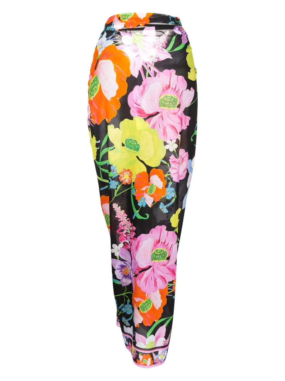 Camilla Wikkelrok met bloemenprint - Zwart