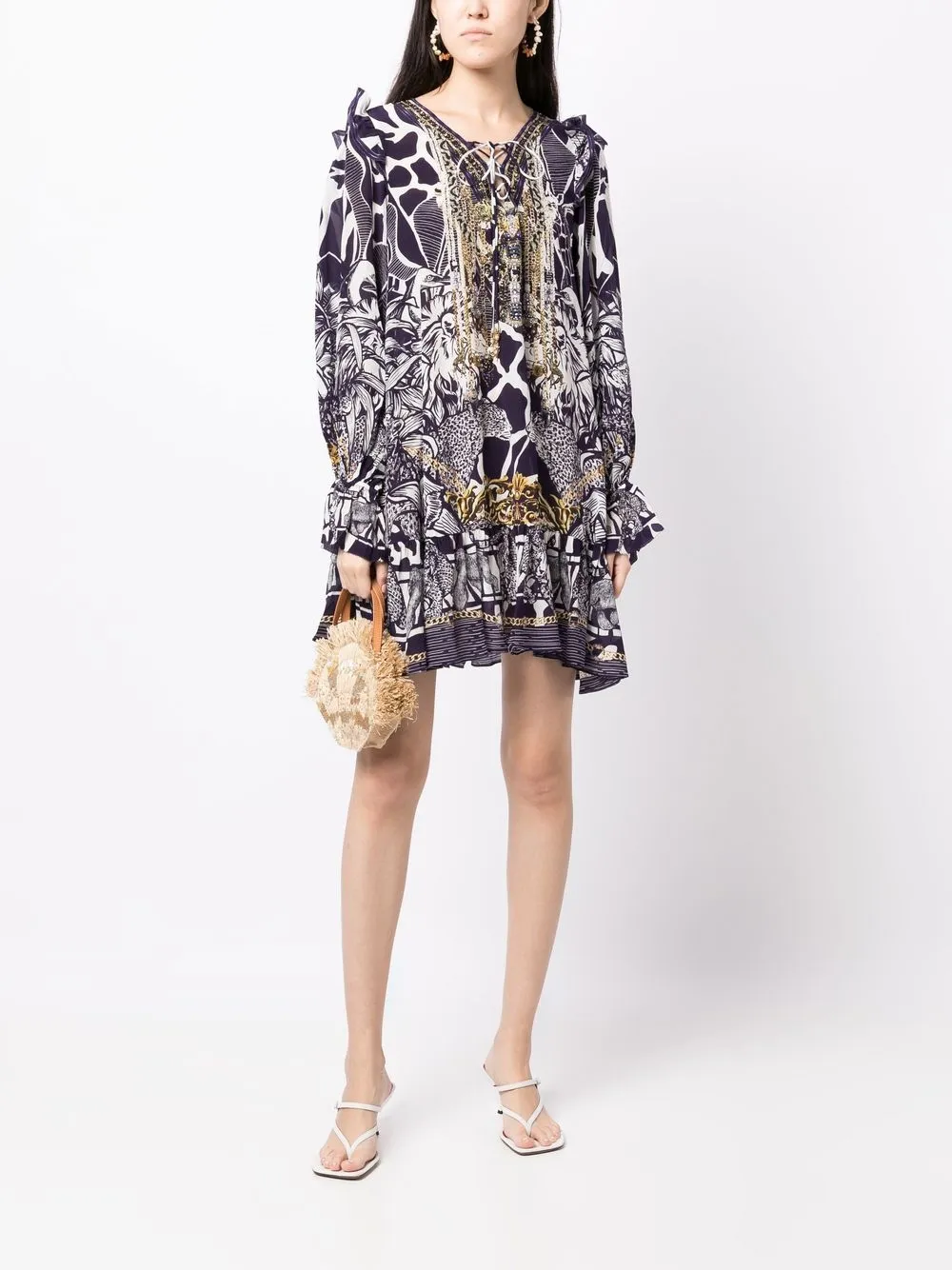 Camilla Jurk met ruches - Blauw