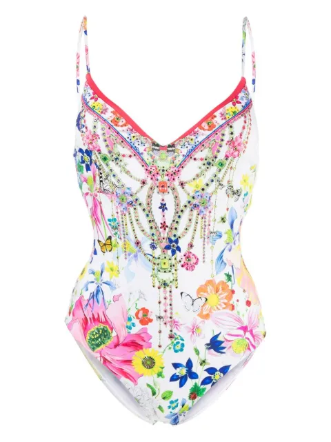 Camilla - tie-back floral-print swimsuit