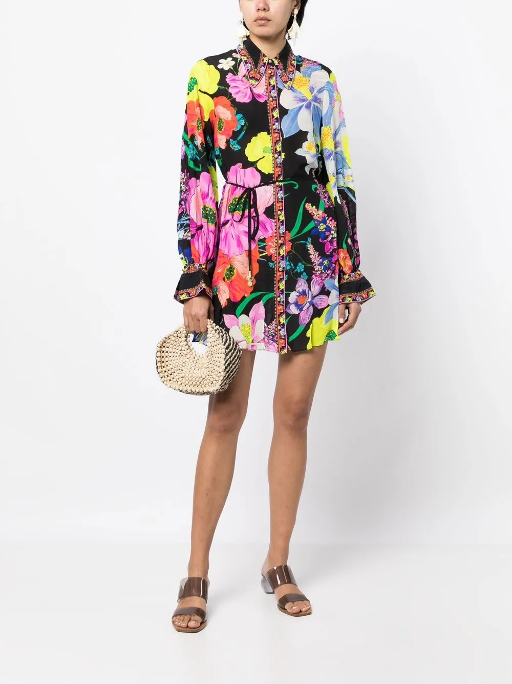 Camilla Blousejurk met bloemenprint - Zwart