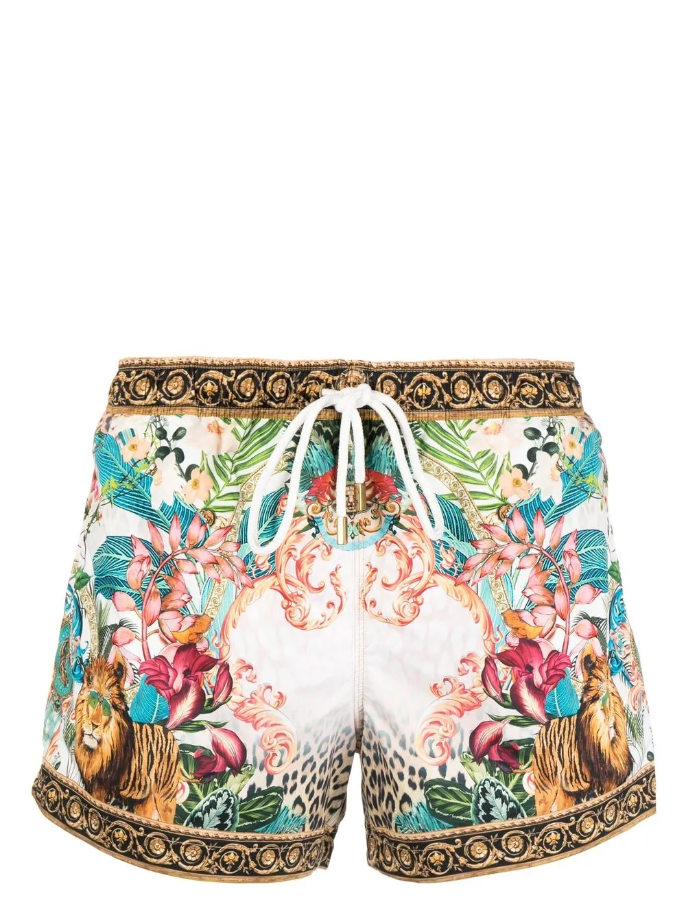

Camilla graphic-print elasticated swim shorts - Brown