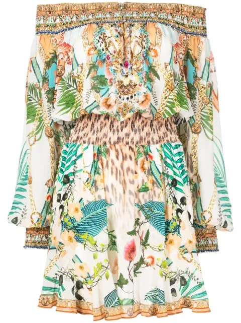 Camilla - graphic-print off-shoulder dress