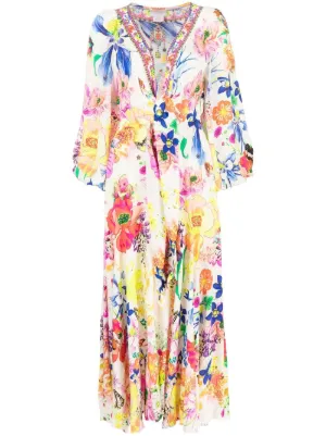 Camilla blouson sleeve wrap dress discount