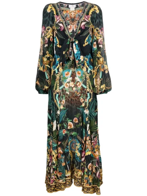 wrap tie silk dress