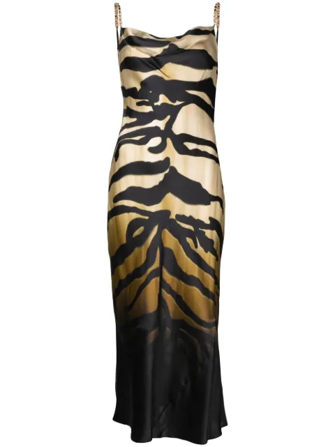 tiger-print midi dress