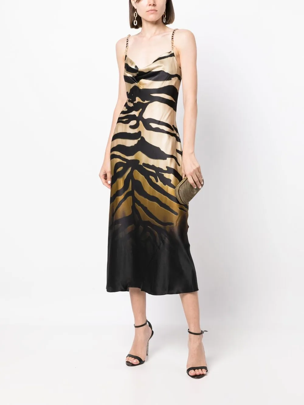 Camilla Midi-jurk met tijgerprint - Zwart
