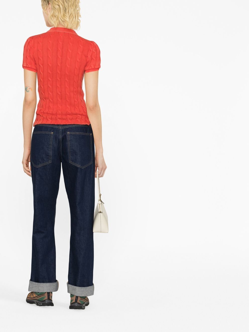 Shop Polo Ralph Lauren Cable-knit Polo Shirt In Red