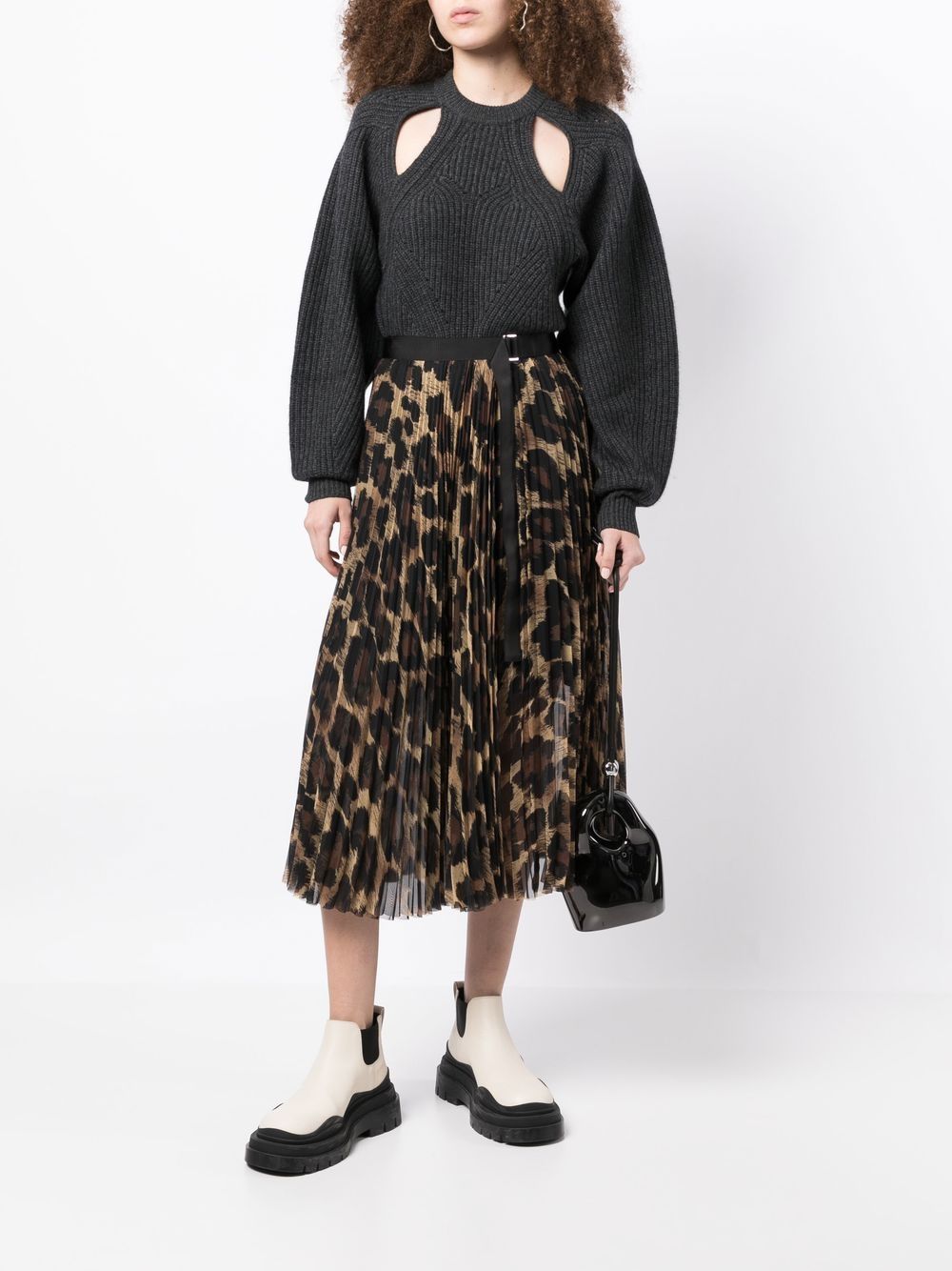 sacai Rok met luipaardprint - Bruin