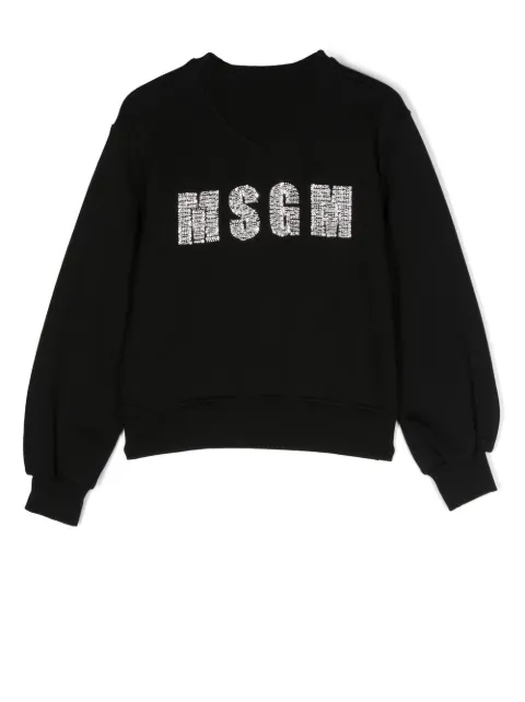 MSGM Kids sudadera con detalles de cuentas