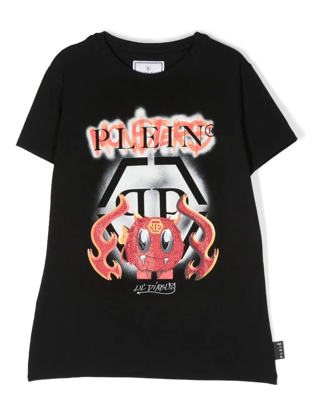 

Philipp Plein Junior playera con estampado de grafiti - Negro
