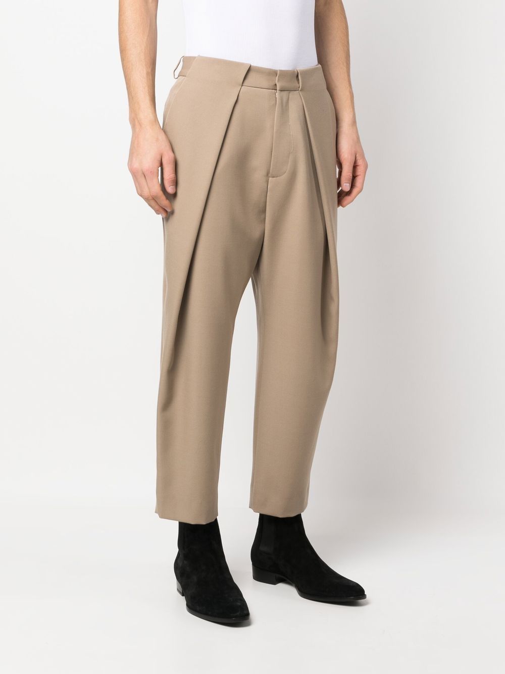 Shop Balmain Inverted-pleat Detail Trousers In Neutrals