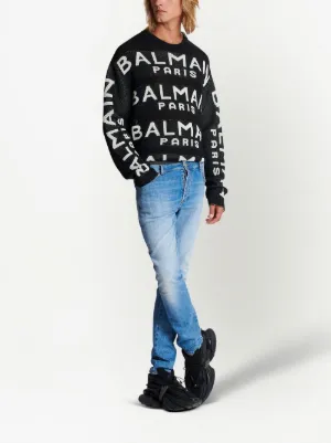 BALMAIN バイカーデニム パンツ 蛇腹 ダメージ加工 26 バルマン BALMAIN／ バルマン 蛇腹バイカーデニムパンツ ジーンズ