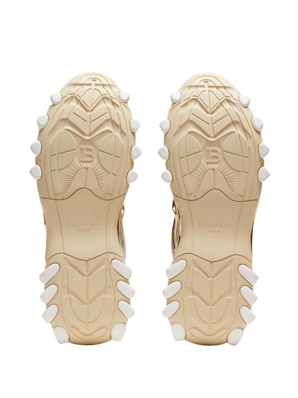 Shop Balmain B-east Panelled Sneakers In Nude