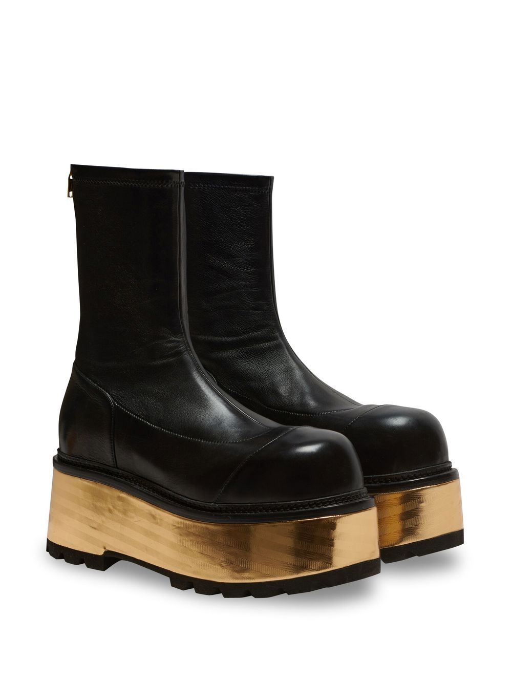 Shop Balmain Metallic-platform Detail Boots In Black