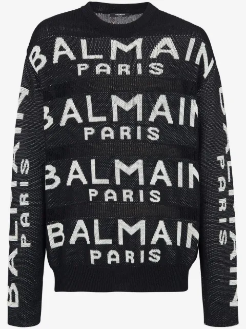 Balmain suéter tejido con logo de intarsia