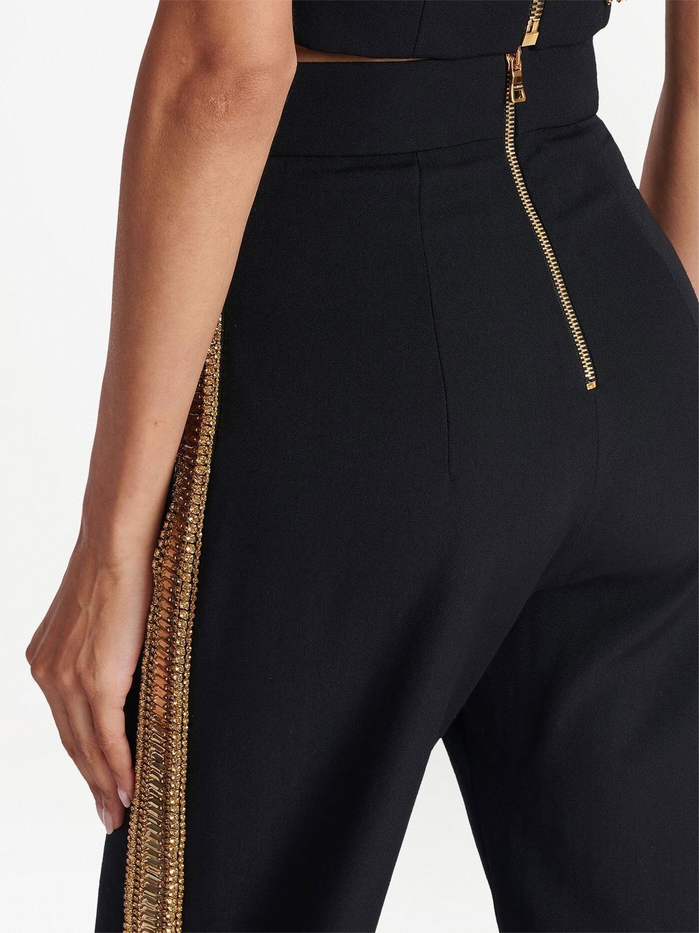 Shop Balmain Sequin-embellished Wide-leg Trousers In Black