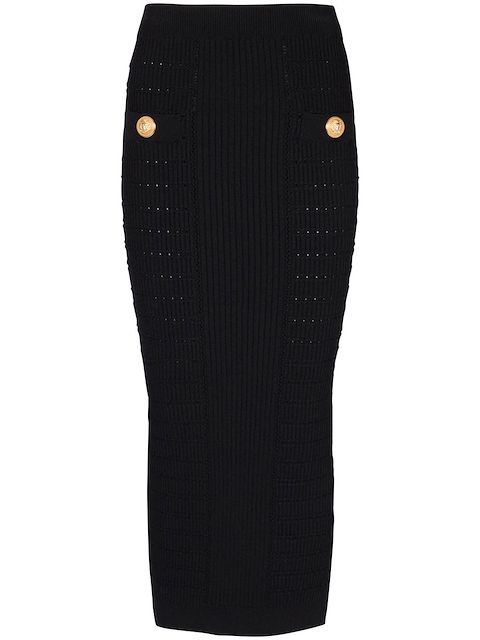 Balmain ribbed-knit pencil skirt 