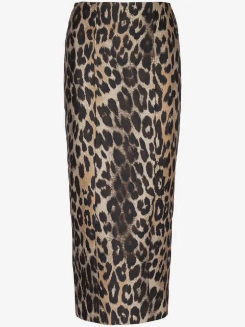 Balmain falda recta con estampado de leopardo