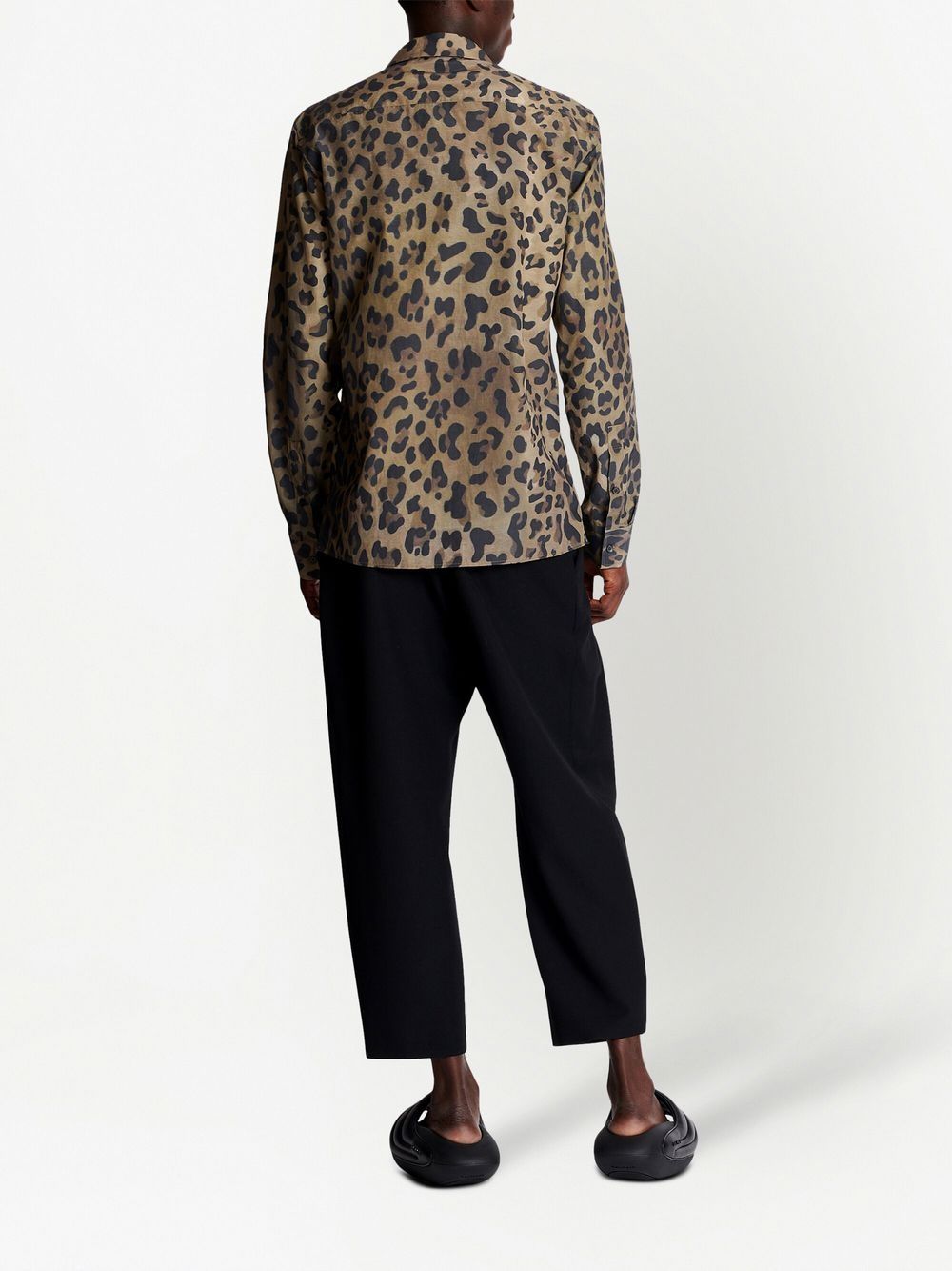 Shop Balmain Leopard-print Shirt In 褐色