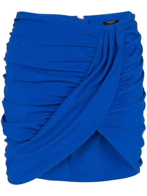 Balmain minijupe à fronces - Bleu - Balmain - Modalova