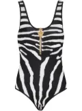 Balmain zebra-print zip-up bodysuit - Black
