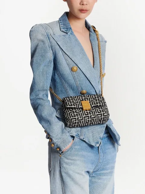 Balmain 1945 Soft jacquard monogram shoulder bag CN1BJ796TJNA - 1