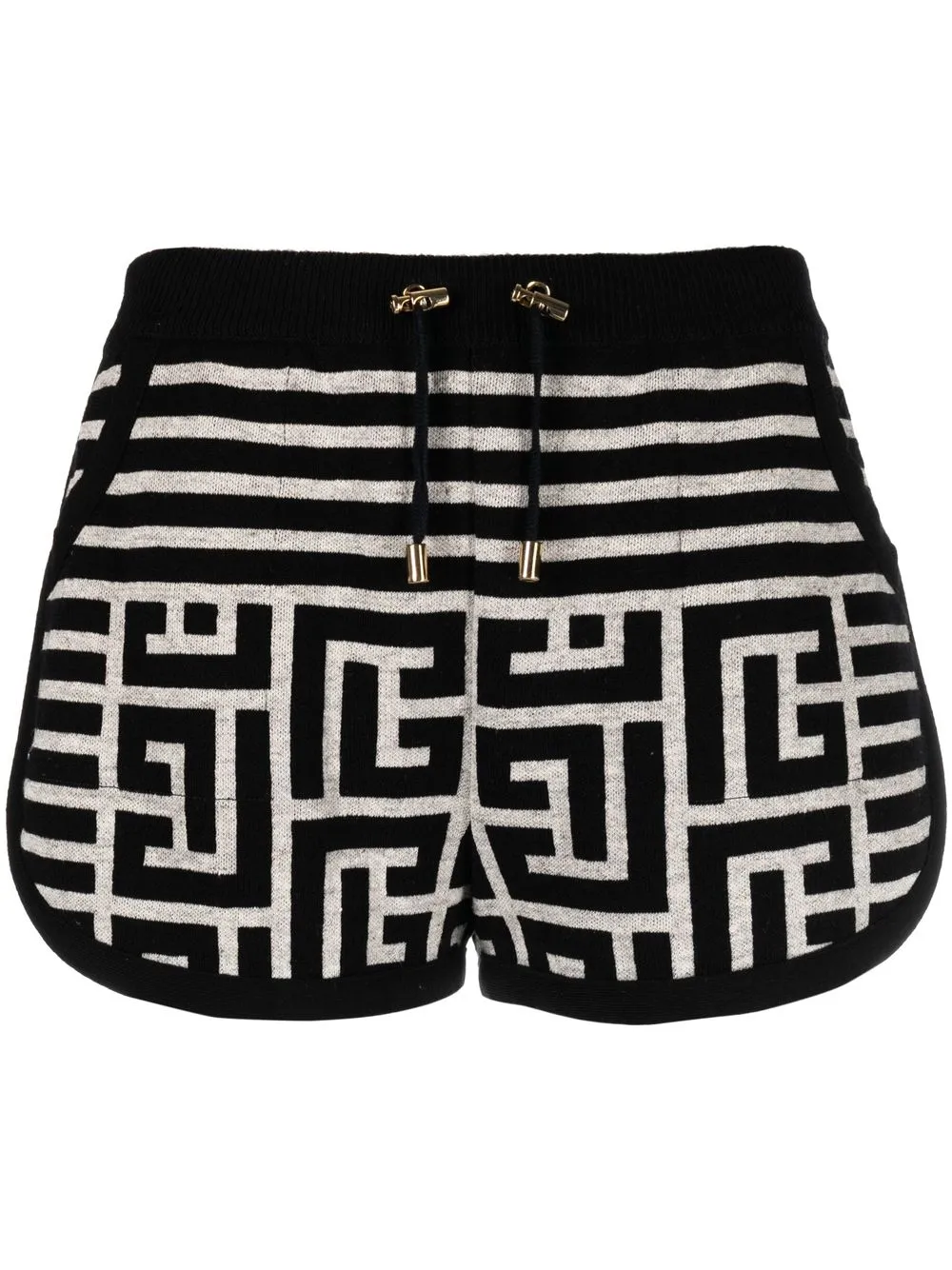 

Balmain monogram-jacquard wool shorts - Black