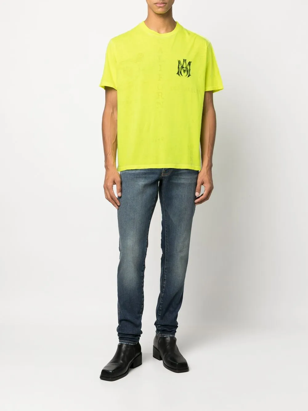 AMIRI T-shirt met logoprint - Geel