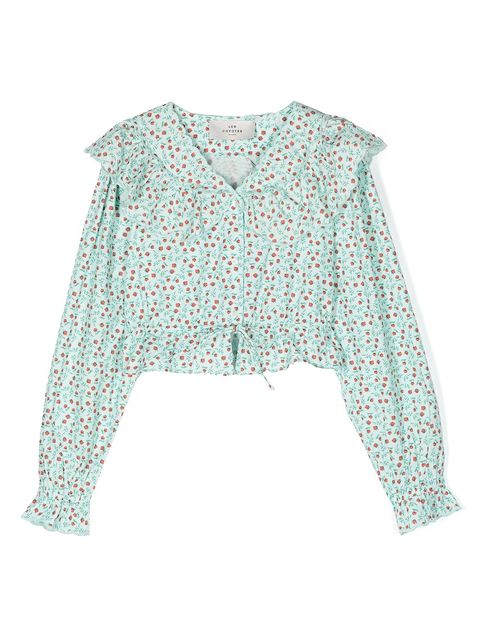 Les Coyotes De Paris strawberry-print organic cotton blouse