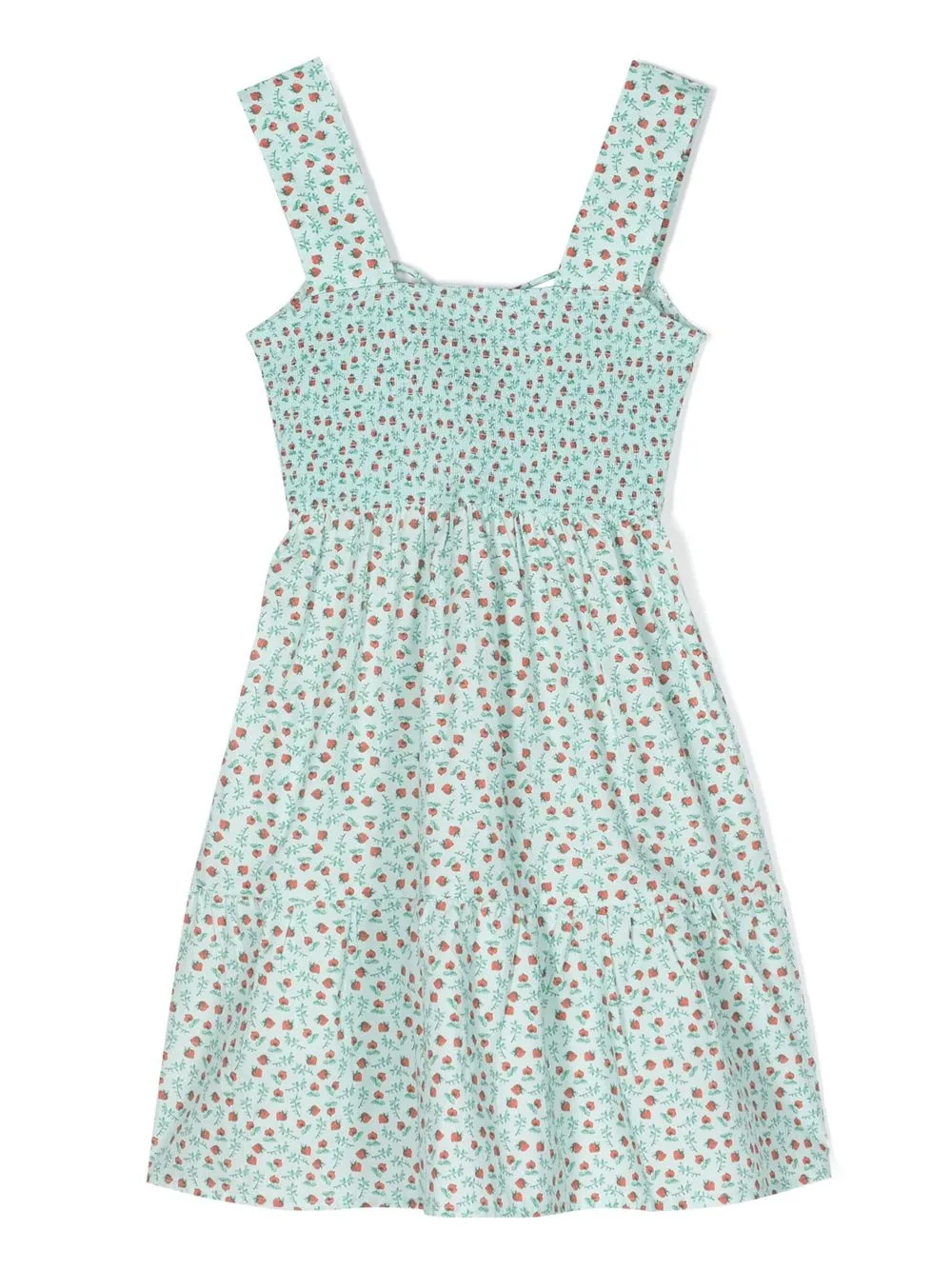 Les Coyotes De Paris Kids' Fruity-print Open-back Dress In Blue