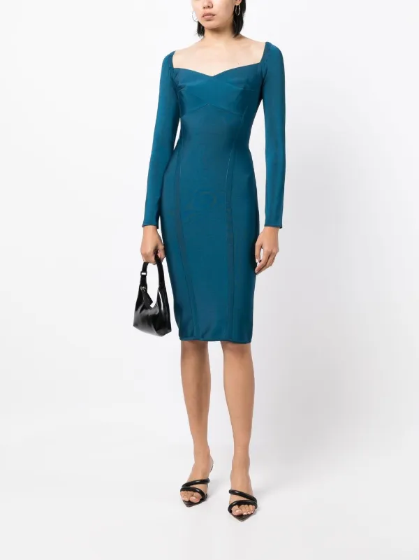 Herve Leroux Bandage Pencil Dress Blue FARFETCH PH