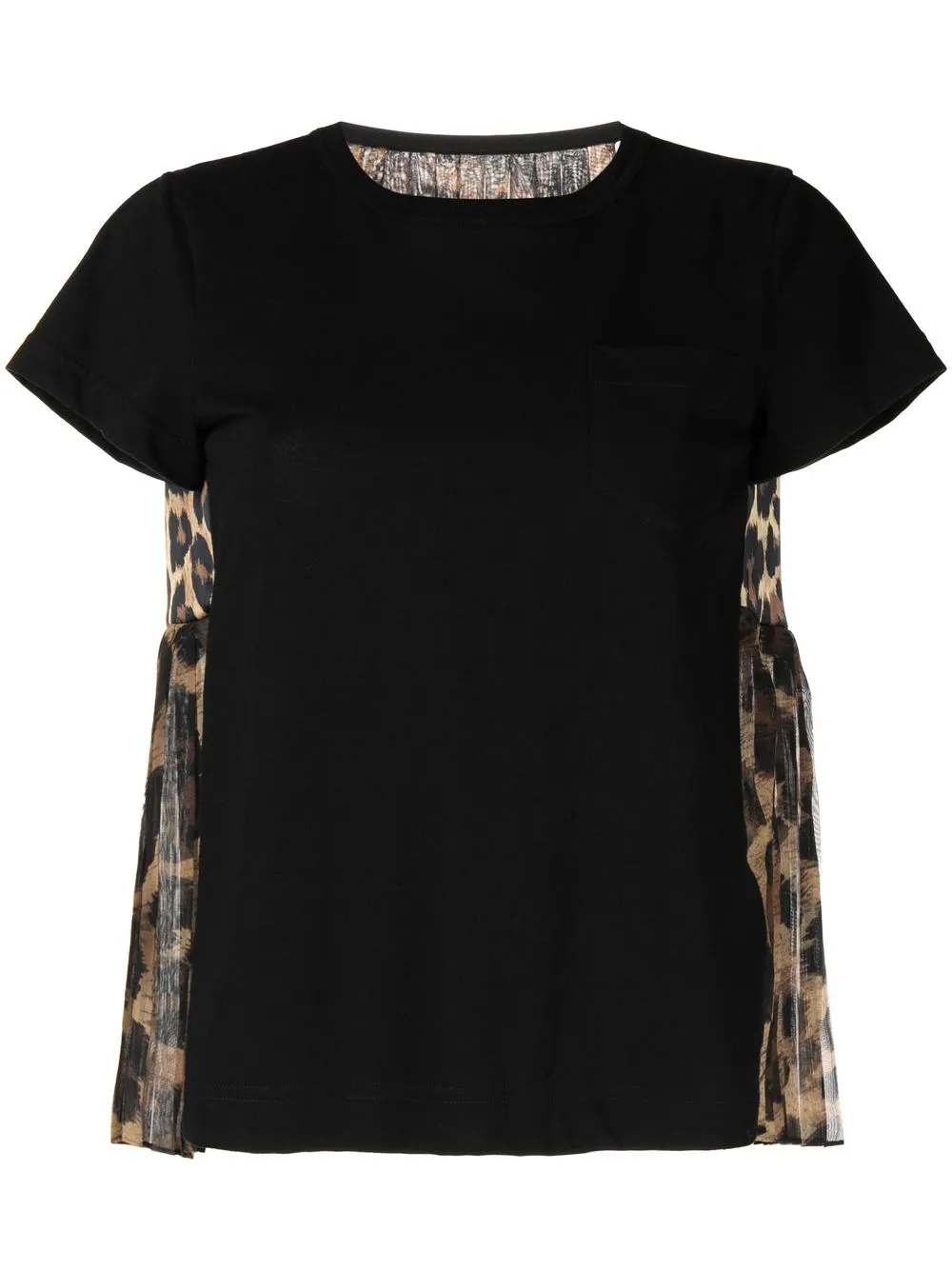 

sacai playera con estampado de leopardo y paneles - Azul