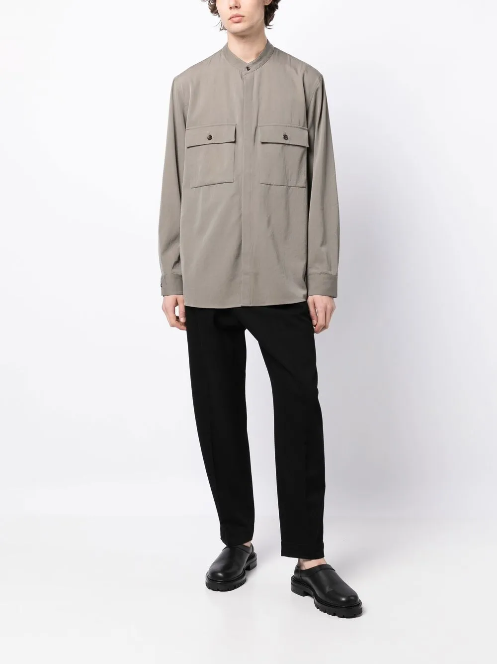 Attachment Collarless Woollen Shirt - Farfetch