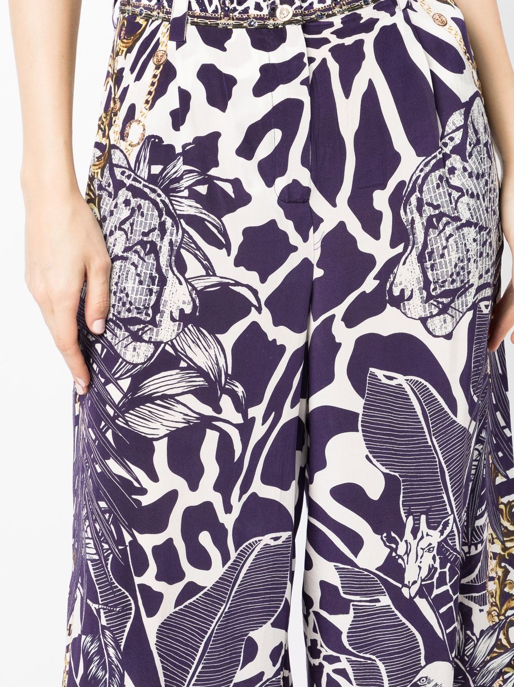Shop Camilla Graphic-print Wide-leg Trousers In Blue