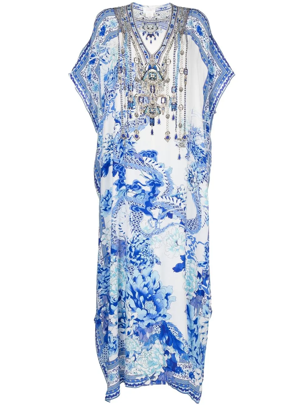 

Camilla V-neck silk kaftan dress - Blue