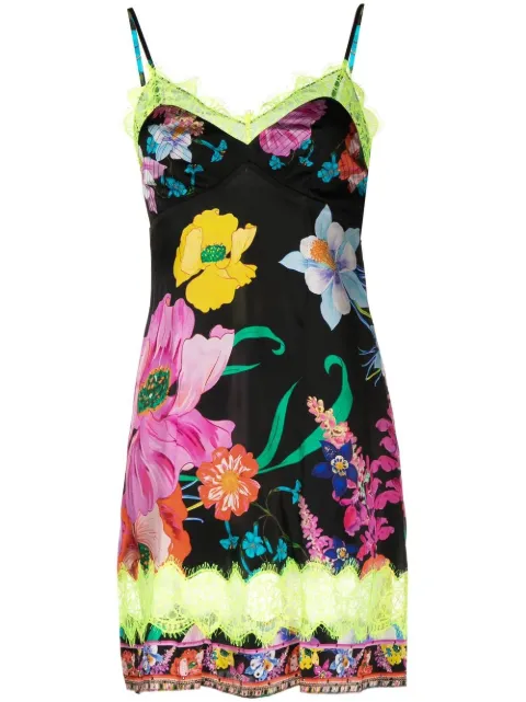 floral-print silk slip dress