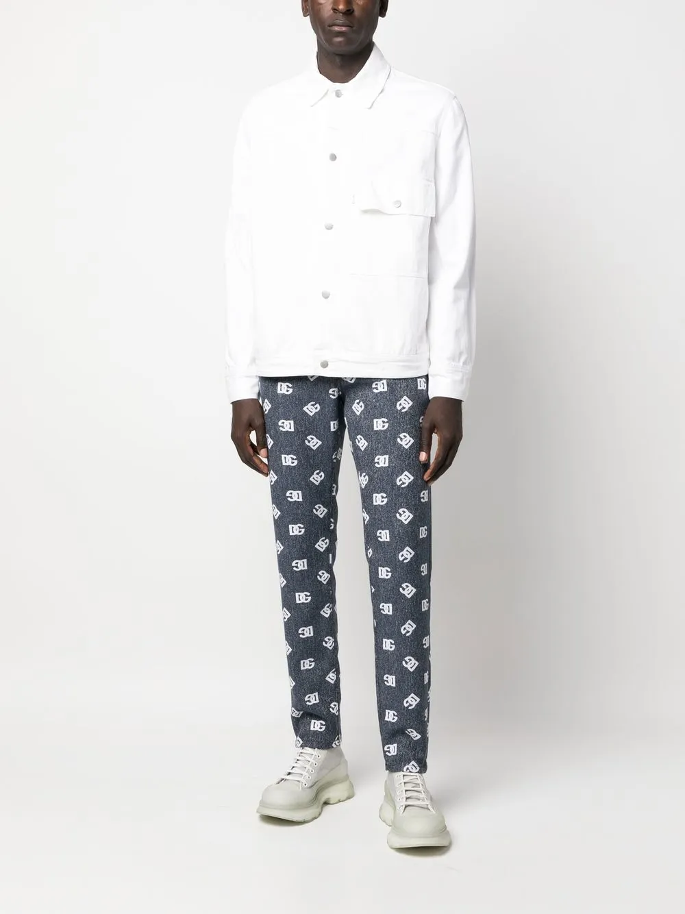 Dolce & Gabbana Jeans met monogramprint - Blauw