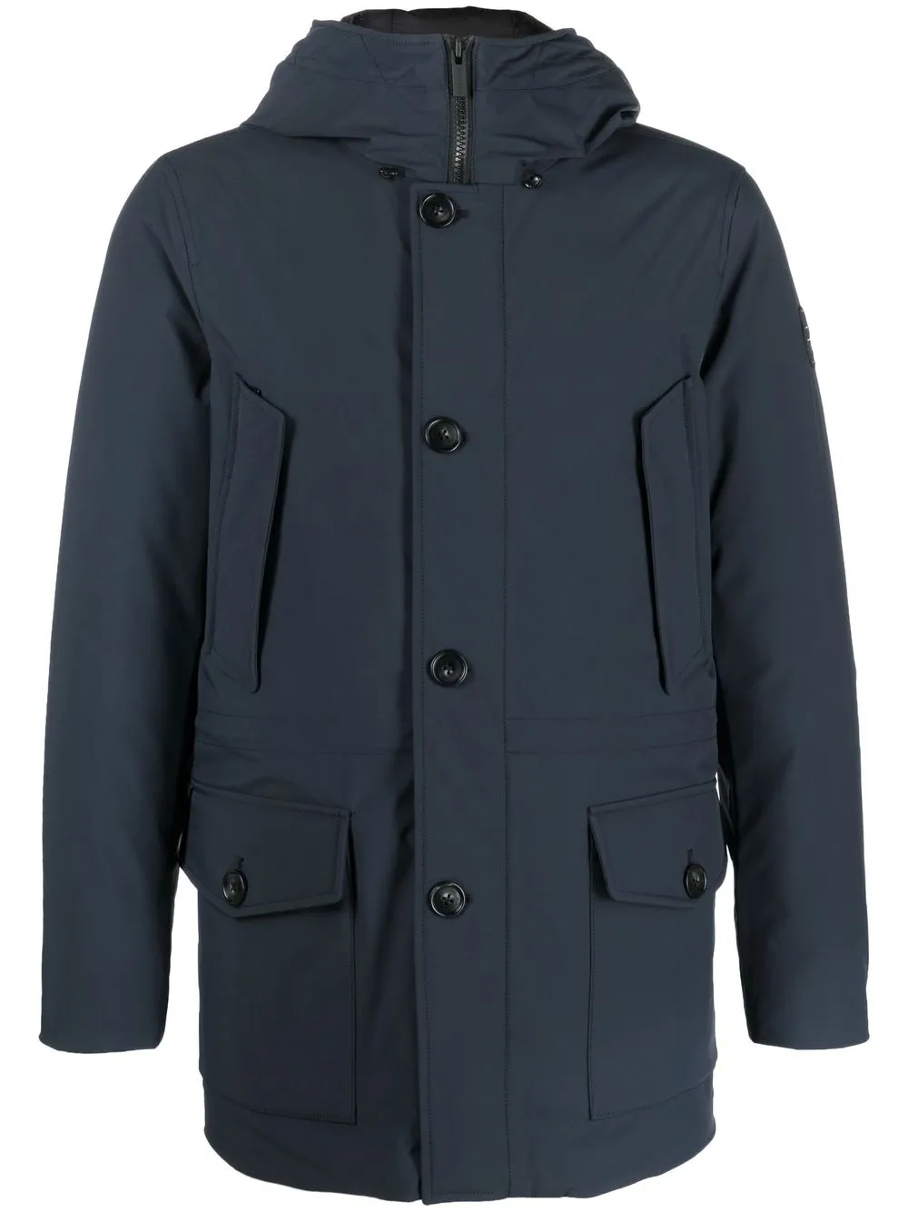 

Woolrich logo-patch feather-down coat - Blue