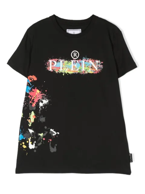 Philipp Plein Junior playera con salpicadura de pintura