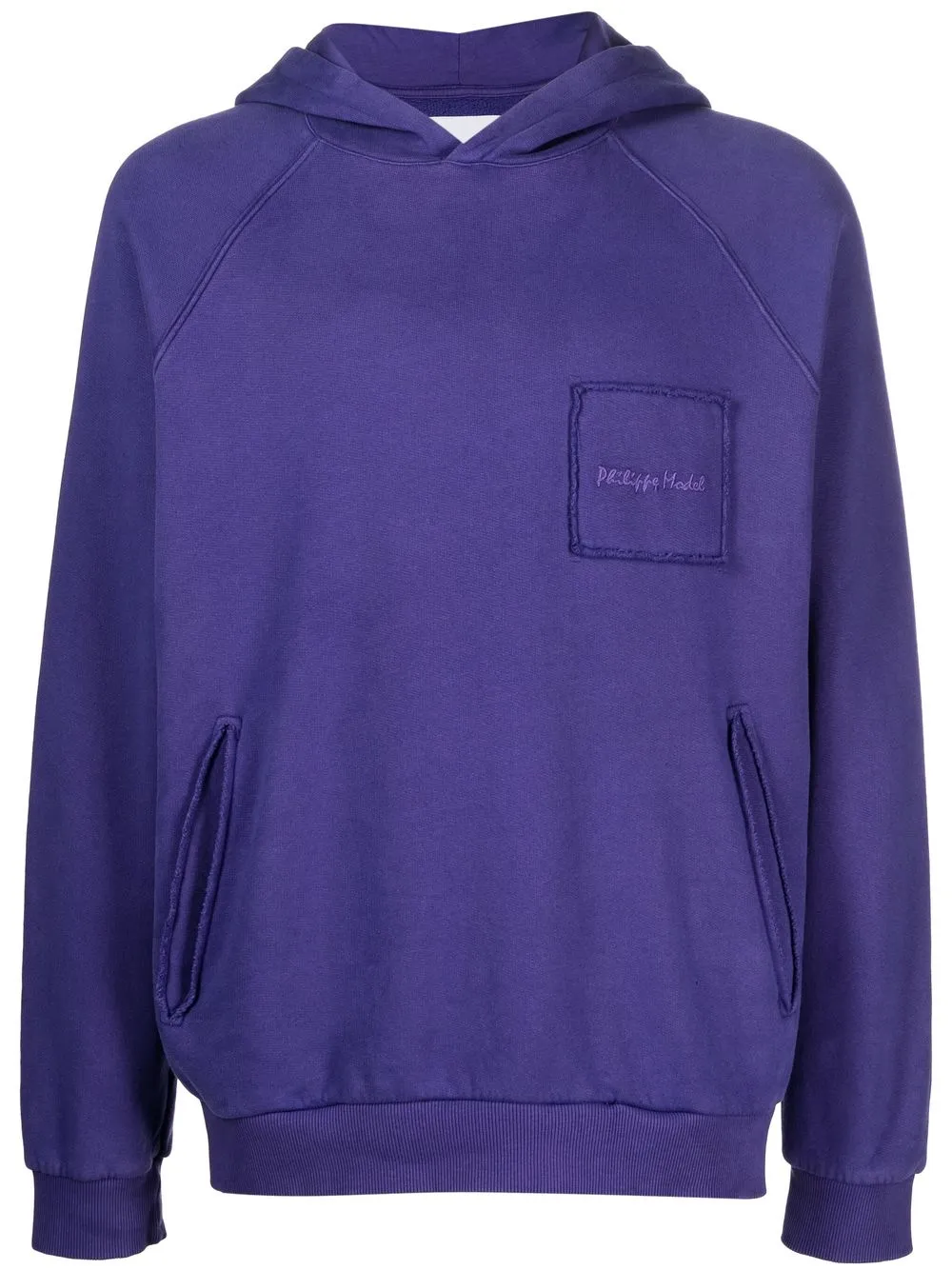 Philippe Model Paris Embroidered-logo Long-sleeve Hoodie In Violett