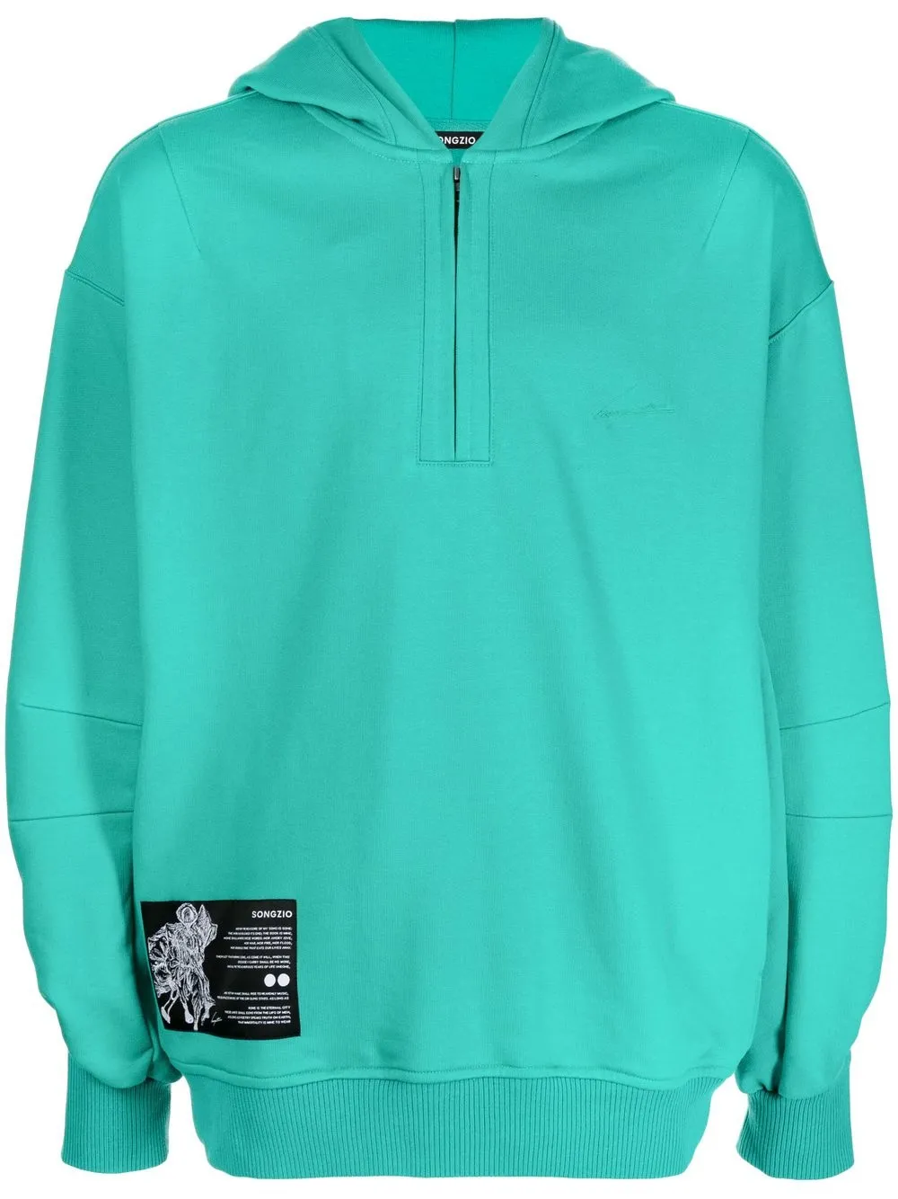 

SONGZIO logo-patch half-zipped hoodie - Green