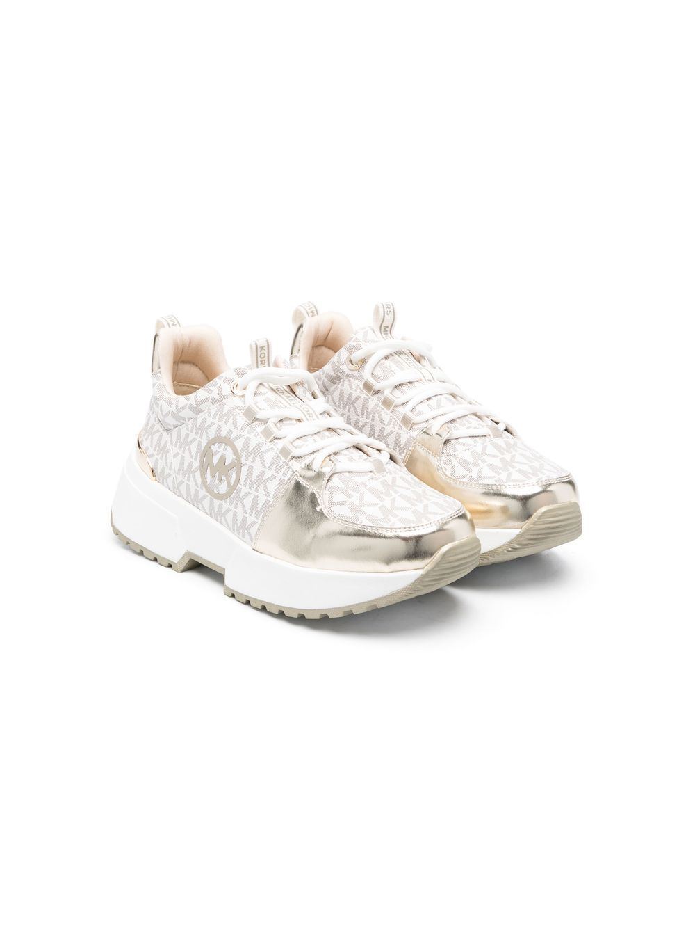 

Michael Kors Kids tenis bajos con monograma estampado - Blanco