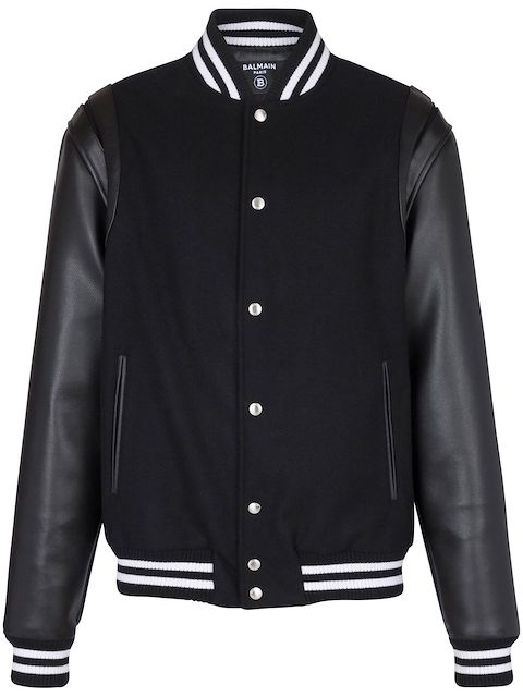 Balmain rear logo-patch detail bomber jacket