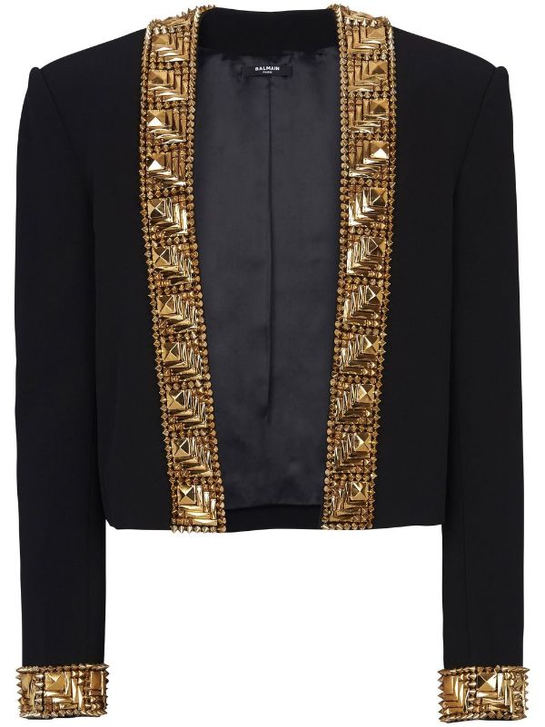 Balmain spike-stud Embellished Jacket - Farfetch