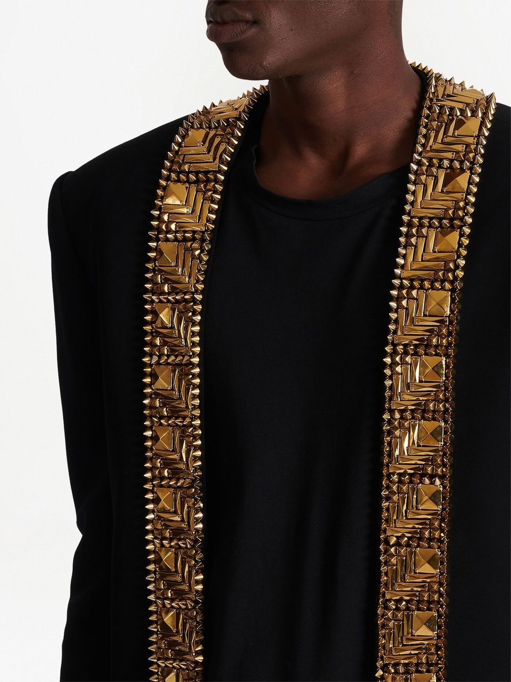 Shop Balmain Spike-stud Embellished Jacket In Black