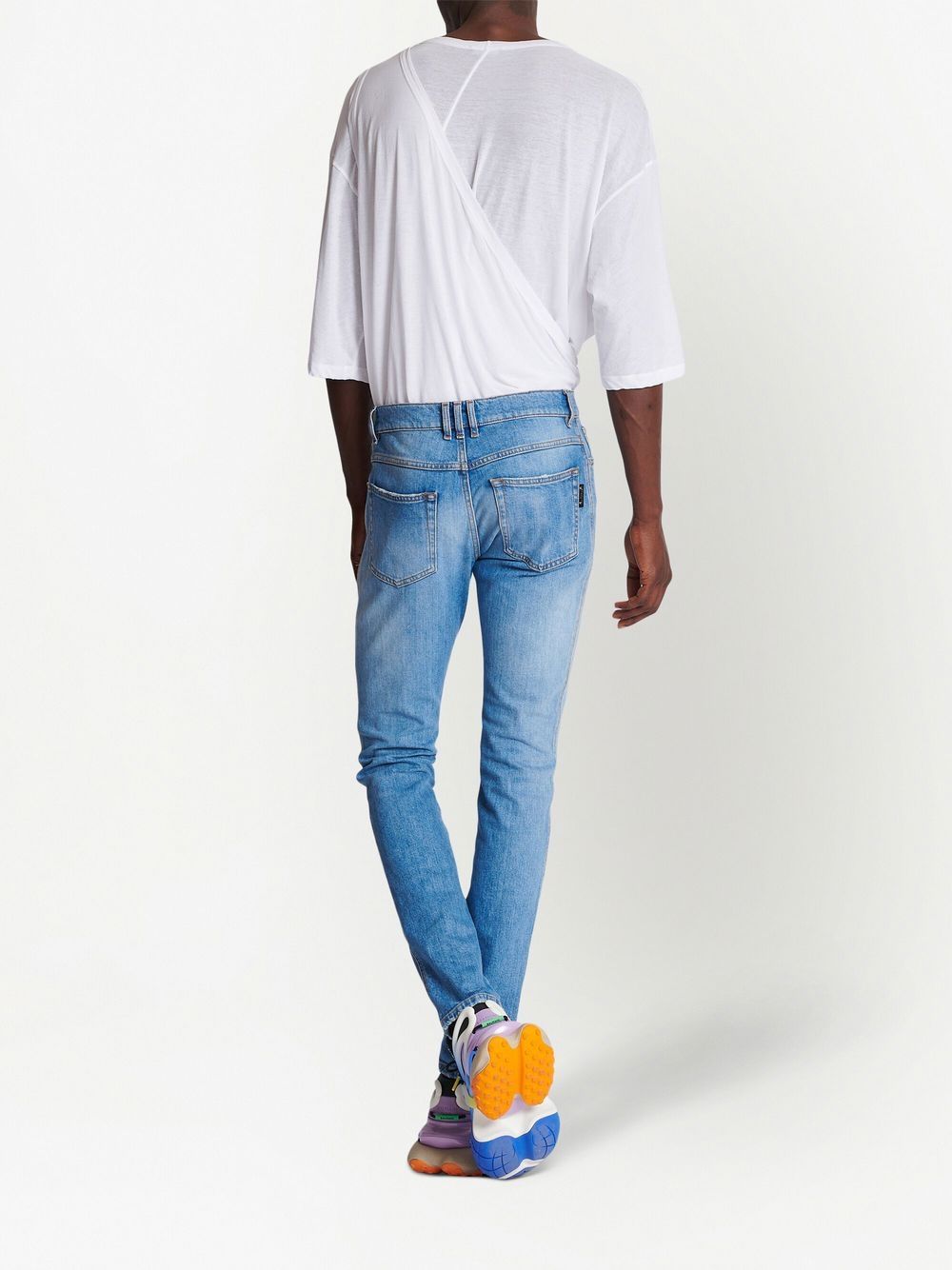 Shop Balmain Low-rise Slim-fit Jeans In Blue