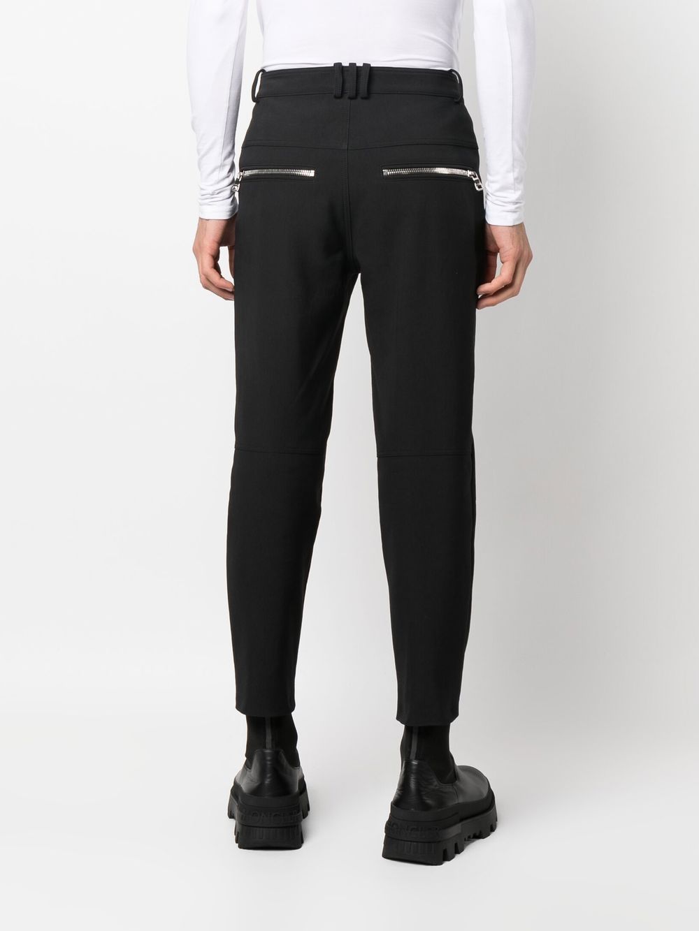 Shop Balmain Cropped Tapered Trousers In Black