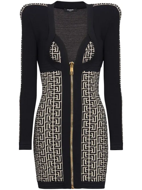 Robe zippée à design à empiècements - Balmain - Modalova